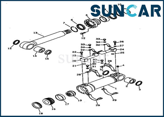 208-63-94100 PC400LC-3 PC400-3 Komatsu মডেলের এক্সকাভেটরের জন্য নীচের ডাম্প সিলিন্ডার সিল কিট