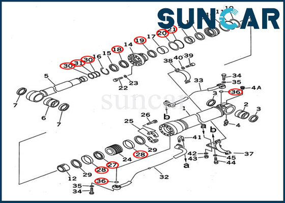 707-99-67125 বুম রিপ্লেসমেন্ট সিলিন্ডার সার্ভিস কিট 7079967125 PC400-5D PC400-6C Komatsu সিল কিট
