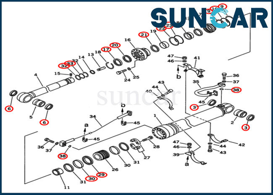আর্ম সিলিং কিট 707-99-68515 PC400-5D PC400-6C এক্সক্যাভেটর কোমাটসু সিলিন্ডার মেরামত সিল কিট