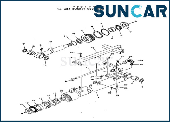 বালতি সিলিন্ডার মেরামত কিট 20T6376105 20T-63-76105 PC40-1 PC40-2 Komatsu এর জন্য বালতি সিলিন্ডার সিল কিট