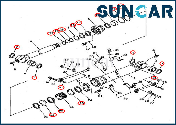 Backhoe Komatsu PC400-5D PC400-6C এর জন্য 707-99-67015 এক্সক্যাভেটর সার্ভিস কিট বাকেট সিলিন্ডার