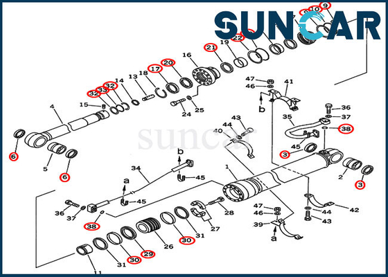 707-99-69500 ​​7079969500 ​​আর্ম সিলিন্ডার সিল মেরামত কিট ফিট বিদেশী সংস্করণ PC450-6 PC450LC-6 Komatsu
