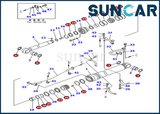 PC400LC-6 PC450LC-6 Komatsu পরিষেবা অংশগুলির জন্য আর্ম মেরামতের কিট হাইড্রোলিক সিলিন্ডার 707-99-69520