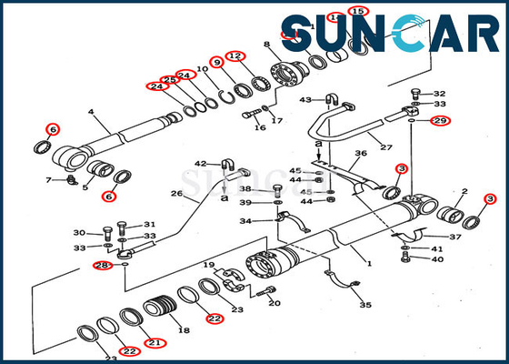 PC400-5 PC400LC-5 বটম ডাম্প লোডারের জন্য 707-99-50600 কোমাটসু বাকেট সিলিন্ডার সিল কিট সার্ভিস কিট