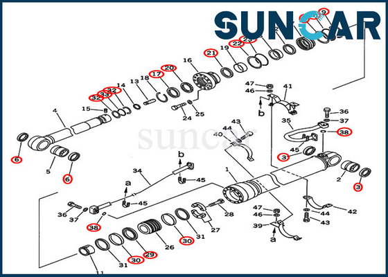 আর্ম সিলিং কিট 707-99-69505 হেভি ডিউটি ​​বুম কোমাটসু PC400-6C এর জন্য হাইড্রোলিক সিলিন্ডার মেরামত কিট