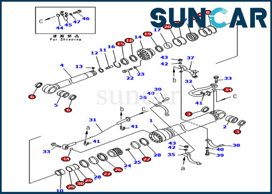 707-99-69525 7079969525 PC400-6C PC400LC-6Z KOMATSU হেভি ডিউটি ​​বুমের জন্য আর্ম সিলিন্ডার পরিষেবা কিট