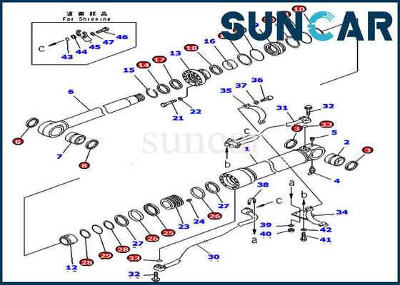 PC400-6C PC400LC-6Z Komatsu 707-99-67305 7079967305 এক্সকাভেটর বুম সার্ভিস কিট হাইড্রোলিক সিলিন্ডার