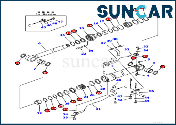 PC400-7 PC400LC-7 KOMATSU 707-99-72310 7079972310 বুম সিলিন্ডার সিল কিট খননকারী পরিষেবা কিট
