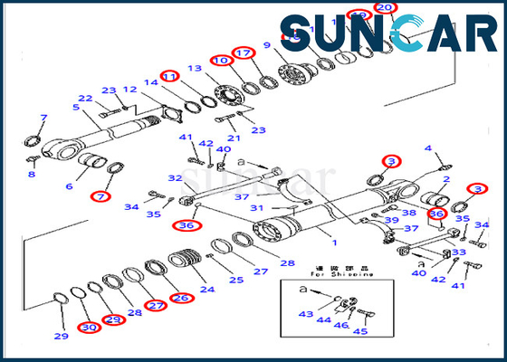 PC400-7 PC400LC-7 Komatsu খননকারী ভারী যন্ত্রপাতির জন্য বালতি সিলিন্ডার সীল মেরামতের কিট 707-99-65220