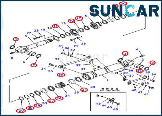PC400-7 PC400LC-7 Komatsu 707-99-72290 7079972290 এক্সকাভেটর মেরামত সিল কিট বালতি হাইড্রোলিক সিলিন্ডার