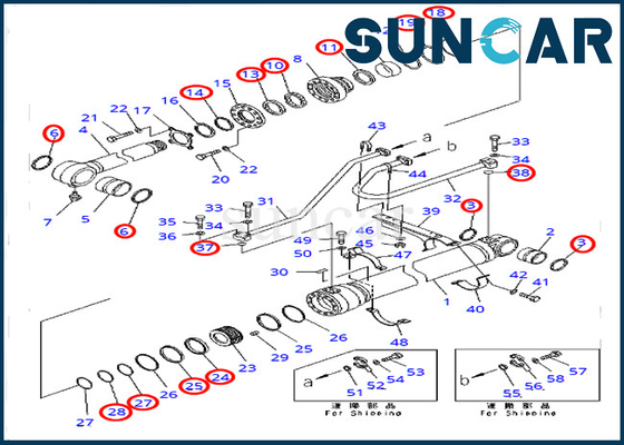 PC400-7 PC400LC-7 মডেল কোমাটসু 707-99-50721 বালতি সিলিন্ডার সিল কিট এক্সক্যাভেটর সিলিং কিট 7079950721