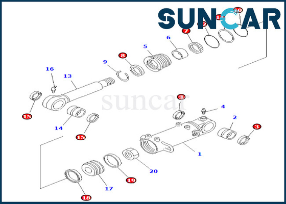 7079832120 707-98-32120 PC40-7 PC40R-7 ব্লেড সিলিন্ডার সিল কিটের জন্য ব্লেড সিলিন্ডার সিল কিট কোমাটসু