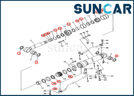 Komatsu 7079967121 707-99-67121 বুম সিলিন্ডার সিল কিট PC400 PC400-5 PC400-5C PC400LC ফিট করে