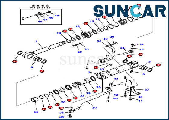 PC400-8 PC400LC-8 Komatsu 707-99-67091 7079967091 বুম সার্ভিস কিট পরিধান প্রতিরোধের সিলিন্ডার তেল সিল কিট