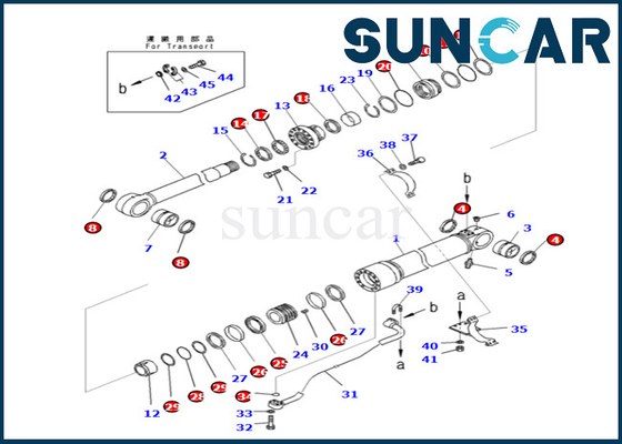 PC490-10 PC490LC-10 Komatsu বুম সিলিন্ডার সিলিং কিটের জন্য 707-99-72061 7079972061 বুম সিলিন্ডার সিল কিট