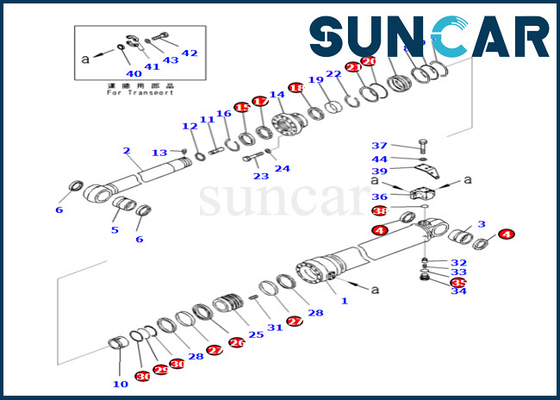 PC490LC-10 PC490-10 Komatsu আর্ম সিলিন্ডার মেরামত কিটের জন্য 707-99-69590 7079969590 আর্ম সিলিন্ডার সিল কিট
