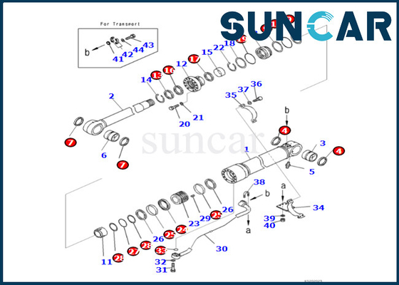 Komatsu 721-98-00130 7219800130 বুম সিলিন্ডার সিল কিট ফিট PC490LC-11 PC490LCI-11 বুম সিলিন্ডার সিলিং কিট