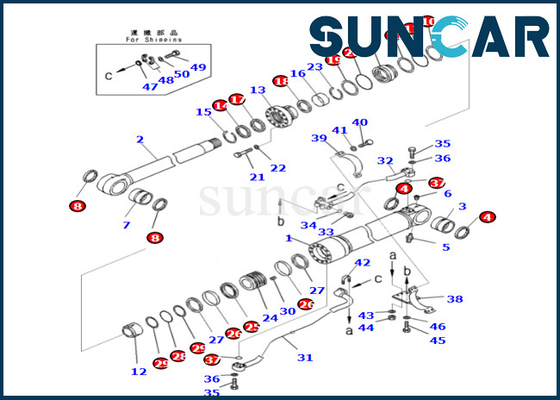 PC490LC-10 এর জন্য উচ্চ-মানের এবং সর্বাধিক বিক্রিত কোমাটসু বুম সিলিন্ডার সিল কিট 707-99-72060 7079972060