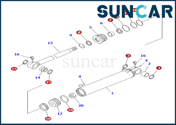 PC600-8 PC600LC-8 PC800LC-8 এর জন্য 707-98-29650 7079829650 রিমুভার সিলিন্ডার সিল কিট কোমাটসু