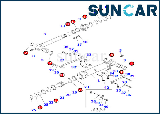 721-98-00150 7219800150 বালতি সিলিন্ডার সিল কিট ফিট PC490LC-11 Komatsu বাকেট সিলিন্ডার সিলিং কিট