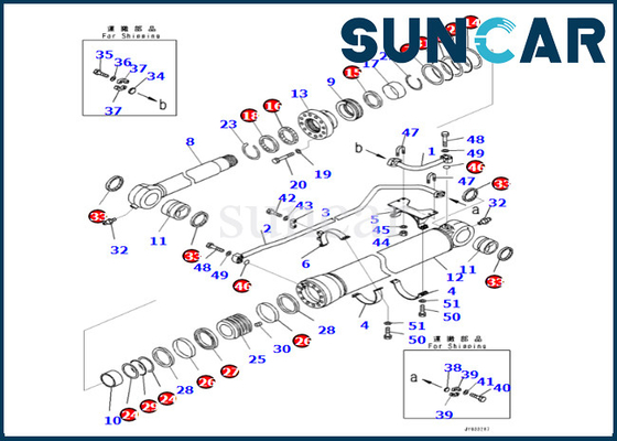 Komatsu 721-98-00220 7219800220 আর্ম সিলিন্ডার সিল কিট বালতি সিলিন্ডার সিল কিট PC650LC-11 PC700LC-11 এর জন্য