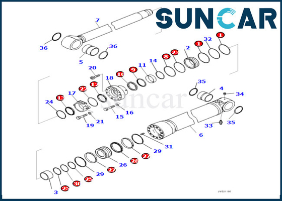 বুম সিলিন্ডার সিল কিট 7219801720 721-98-01720 ফিট PC490LCI-11 বুম সিলিন্ডার মেরামত কিট কোমাতসু