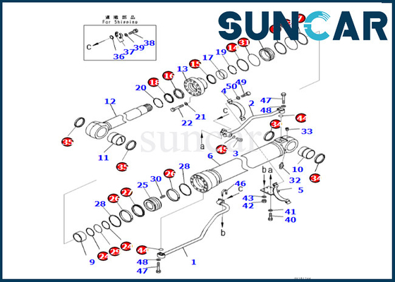 PC500LC-10R PC500LC-10M0 এর জন্য বুম সিলিন্ডার মেরামত কিট 721-98-03990 7219803990 Komatsu বুম সিলিন্ডার সিল কিট
