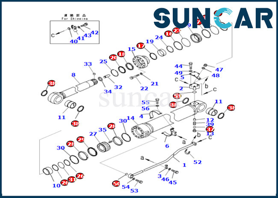 721-98-04000 7219804000 আর্ম সিলিন্ডার সিল কিট ফিট PC500LC-10R PC500LC-10M0 Komatsu আর্ম সিলিন্ডার মেরামত কিট