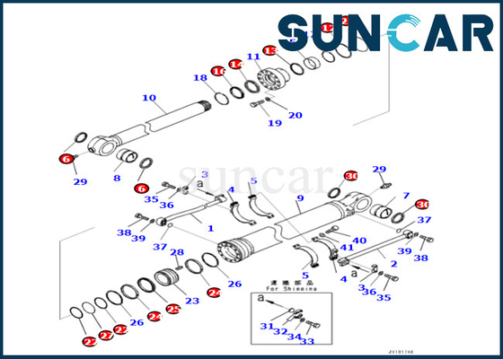 Komatsu 7219804010 721-98-04010 PC500LC-10R PC500LC-10M0 এর জন্য বালতি সিলিন্ডার সিল কিট