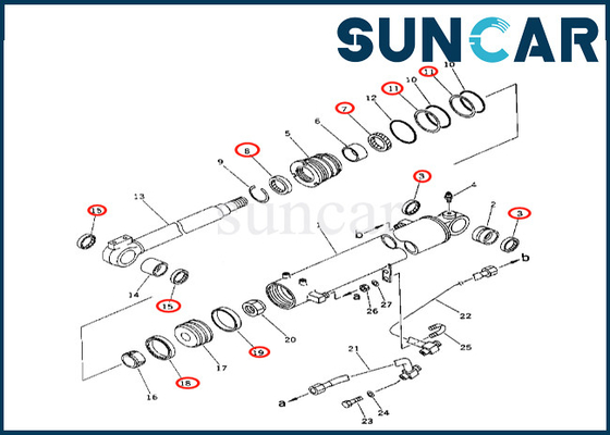 PC50UU-2 PC50UU-1 বুম সিলিন্ডার সিল কিট কোমাটসুর জন্য উচ্চ-মানের 707-98-34120 7079834120