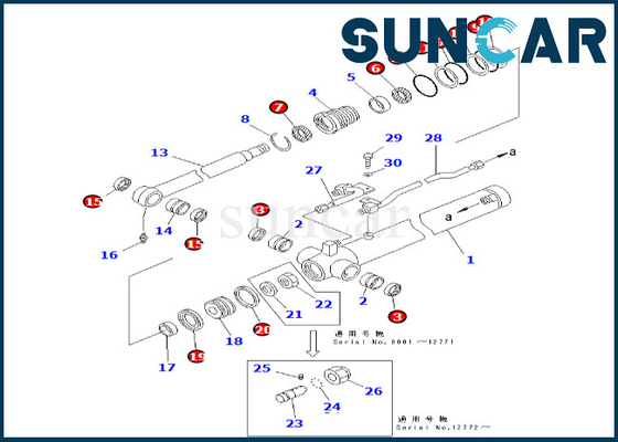 PC50UUM-2 PC50UU-2 আর্ম সিলিন্ডার সিলিং কিটের জন্য 707-98-26620 7079826620 আর্ম সিলিন্ডার সিল কিট