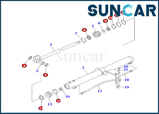 707-98-12320 7079812320 PC50UU-2 Komatsu স্লাইড আর্ম সিলিন্ডার মেরামত সিল কিটের জন্য স্লাইড আর্ম সিলিন্ডার সিল কিট
