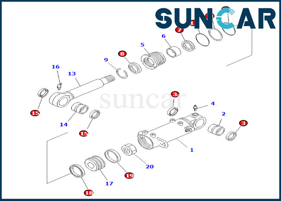 707-98-35520 7079835520 ব্লেড সিলিন্ডার সিল কিট ফিট PC50UU-2 Komatsu ব্লেড সিলিন্ডার মেরামত কিট