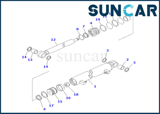 23B-63-01260 23B6301260 GD623A-1 GD521A-1 Komatsu এর জন্য ব্লেড সাইড শিফট সিলিন্ডার সিল কিট