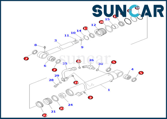Komatsu 707-98-26820 7079826820 PC55MR-3 PC55MR-5 PC55MR-5M0 এর জন্য আর্ম সিলিন্ডার সিল কিট