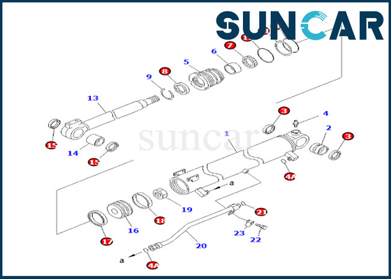 707-98-30710 7079830710 PC58UU-3 Komatsu বুম সিলিন্ডার সীল মেরামত কিটের জন্য বুম সিলিন্ডার সিল কিট