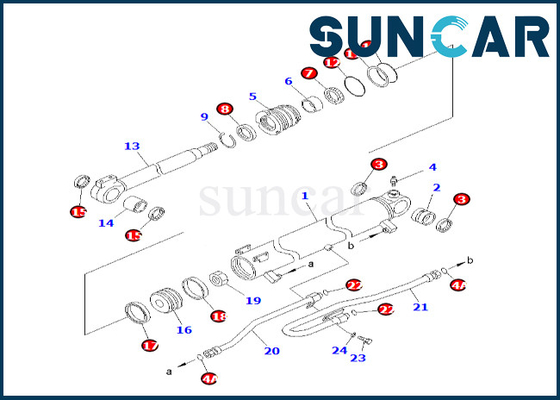 PC58UU-3 Komatsu বুম সিলিন্ডার সার্ভিস কিটের জন্য উচ্চ-মানের 707-98-30700 7079830700 বুম সিলিন্ডার সিল কিট