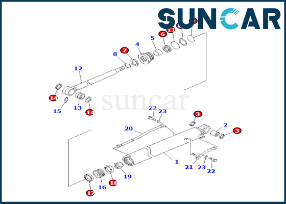 707-98-26580 7079826580 PC60-7 PC60-7S Komatsu আর্ম সিলিন্ডার সিল কিট বালতি সিলিন্ডার সীল কিটের জন্য