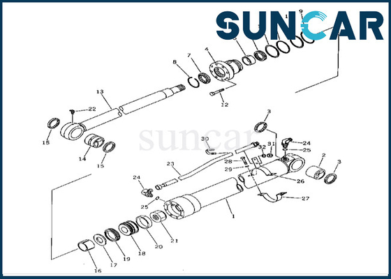 201-63-02020 2016302020 PC60-5 PC60L-5 আর্ম সিলিন্ডার সিলিং কিটের জন্য Komatsu আর্ম সিলিন্ডার সিল কিট
