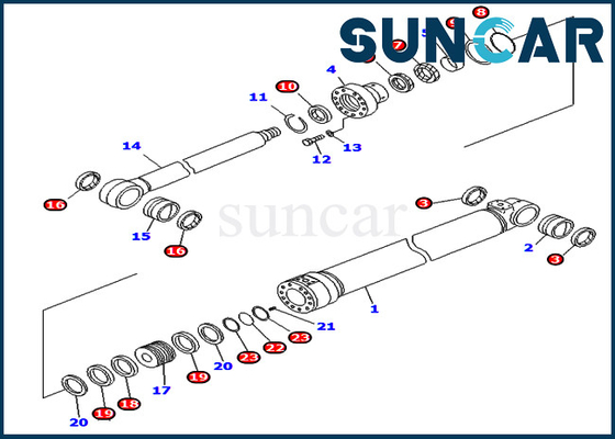 PC400LC-6Z Komatsu 707-99-37680 7079937680 পাইপ লুপার সিল কিট হাইড্রোলিক সিলিন্ডার মেরামত কিট