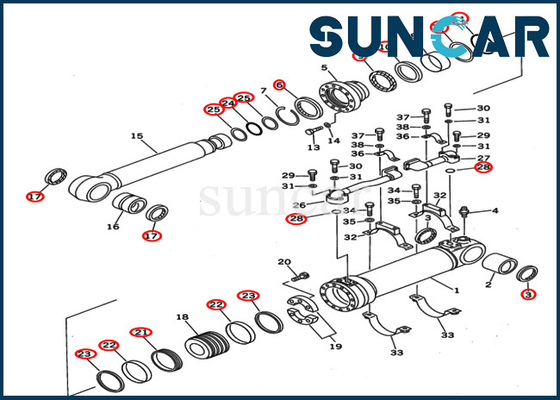 বুম সিলিন্ডার তেল সিল কিট 707-99-67140 প্রতিস্থাপন পরিষেবা কিট KOMATSU PC400ST-6 PC400ST-6LC ফিট করে