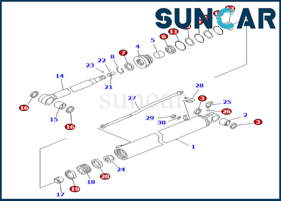 707-98-35181 7079835181 আর্ম সিলিন্ডার সিল কিট Komatsu জন্য BR200T-1 BR200T-1A আর্ম সিলিন্ডার সিলিং কিট
