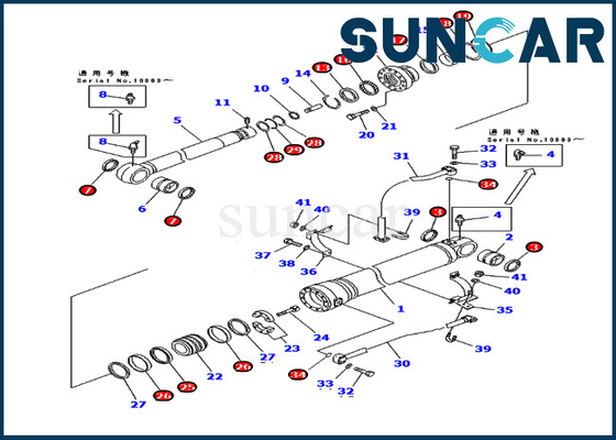 Komatsu PC400ST-6 PC400ST-6LC এক্সক্যাভেটর মেরামত কিটগুলির জন্য 707-99-68530 আর্ম সিলিন্ডার সিল কিট