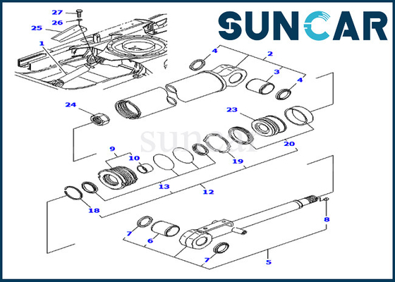 ব্লেড সিলিন্ডার মেরামত সিল কিট YM172151-72940 Komatsu পরিষেবা কিট PC40FR-1 PC50FR-1 মডেল এক্সকাভেটরের জন্য