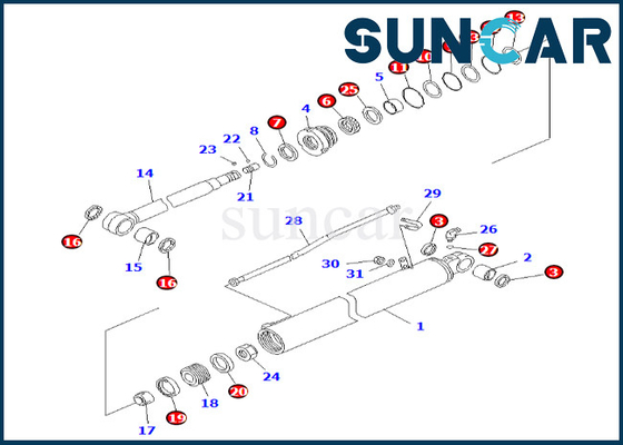 707-99-35290 7079935290 PC60-7 Komatsu আর্ম সিলিন্ডার পরিষেবা কিটের জন্য উচ্চ-মানের আর্ম সিলিন্ডার সিল কিট