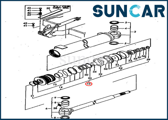 PC40FR-1 PC50FR-1 মডেল Komatsu YM172151-72080 প্রতিস্থাপন সুইং সিলিন্ডার পরিষেবা কিট