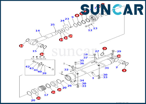 PC600LC-6A PC600-8 আর্ম সিলিন্ডার সার্ভিস কিটের জন্য 707-99-77160 7079977160 আর্ম সিলিন্ডার সিল কিট কোমাটসু