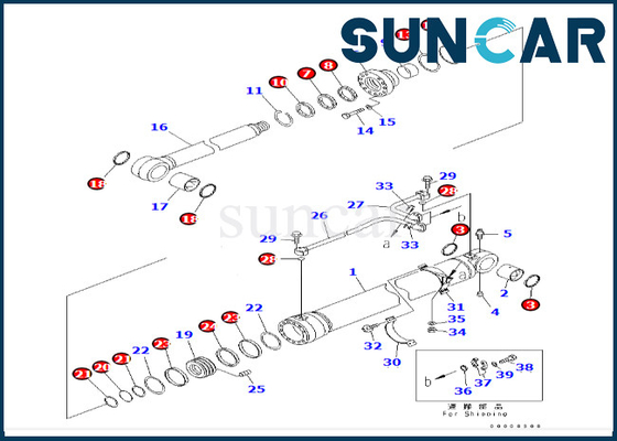 PC600LC-6A PC600-8 PC600-7 Komatsu এর জন্য 707-99-69700 7079969700 বুম সিলিন্ডার সিল কিট