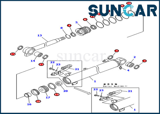 707-98-25560 বুম সার্ভিস কিট হাইড্রোলিক সিলিন্ডার Komatsu PC40MRX-1 PC40R-8 PC45MR-1 মডেলের জন্য ফিট করে
