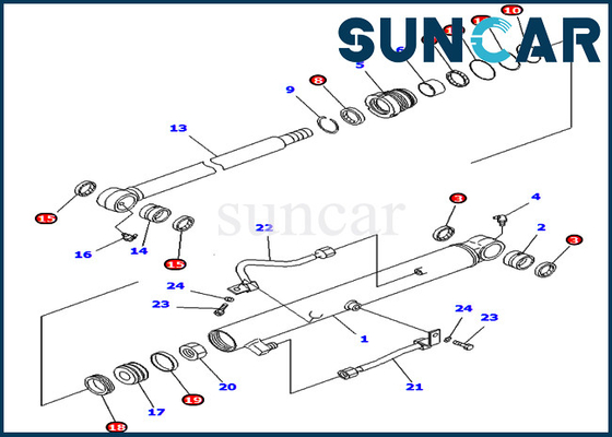 707-98-25910 7079825910 কোমাটসু PC40MR-1 PC45MR-1 এর জন্য বালতি সীল মেরামতের কিট হাইড্রোলিক সিলিন্ডার